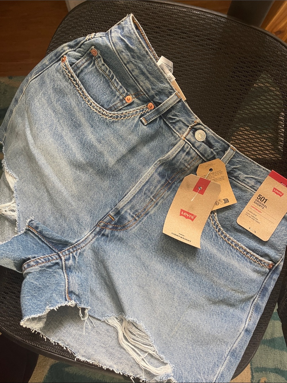 Levi's Light Blue Distressed Denim Cutoff Shorts